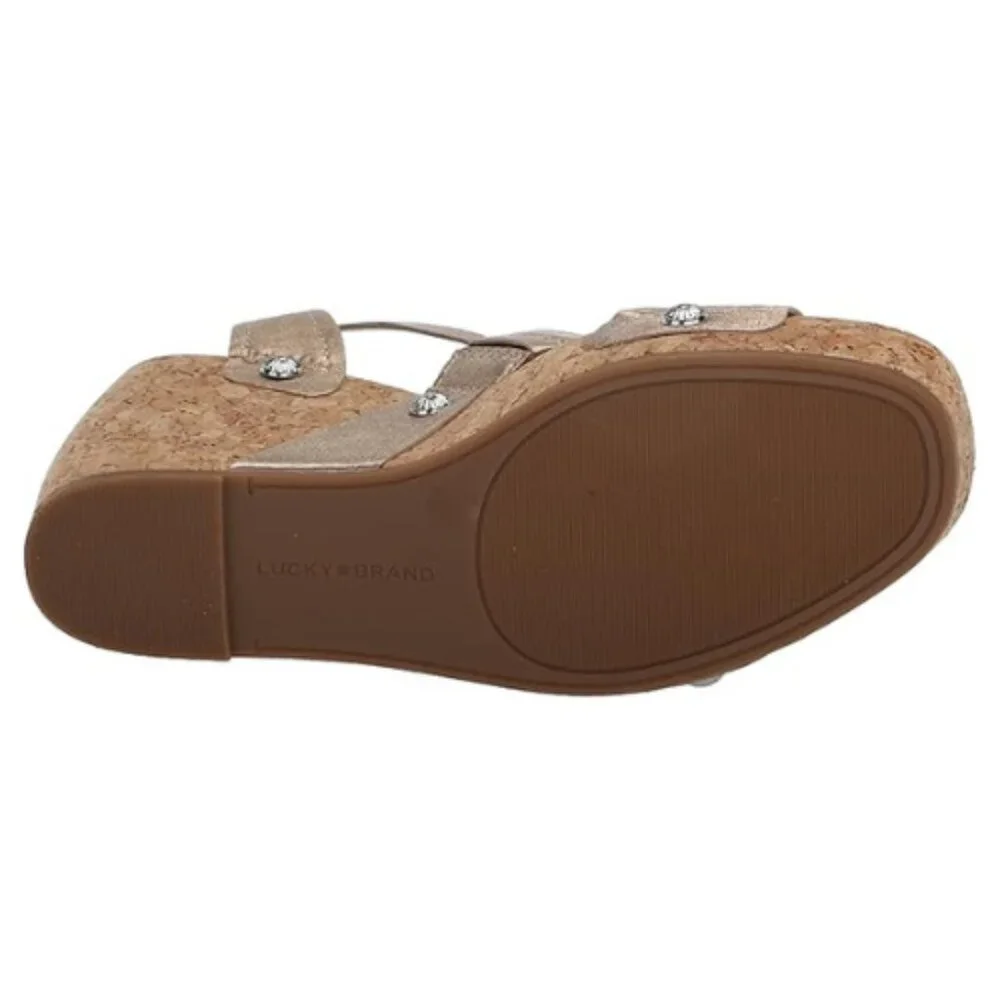 Lucky Brand Women's VALINTINA Wedge Platform Sandal, Stardust, 12M